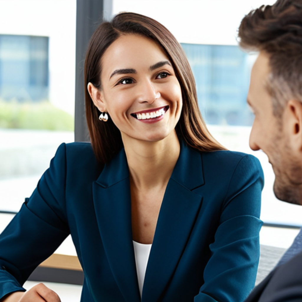 **

"A professional financial advisor, fully clothed in a modest business attire, having a discussion with a client in a bright and modern office setting.  The advisor is smiling reassuringly. The client is listening attentively. Safe for work, appropriate content, perfect anatomy, correct proportions, well-formed hands, natural pose, professional, family-friendly."

**